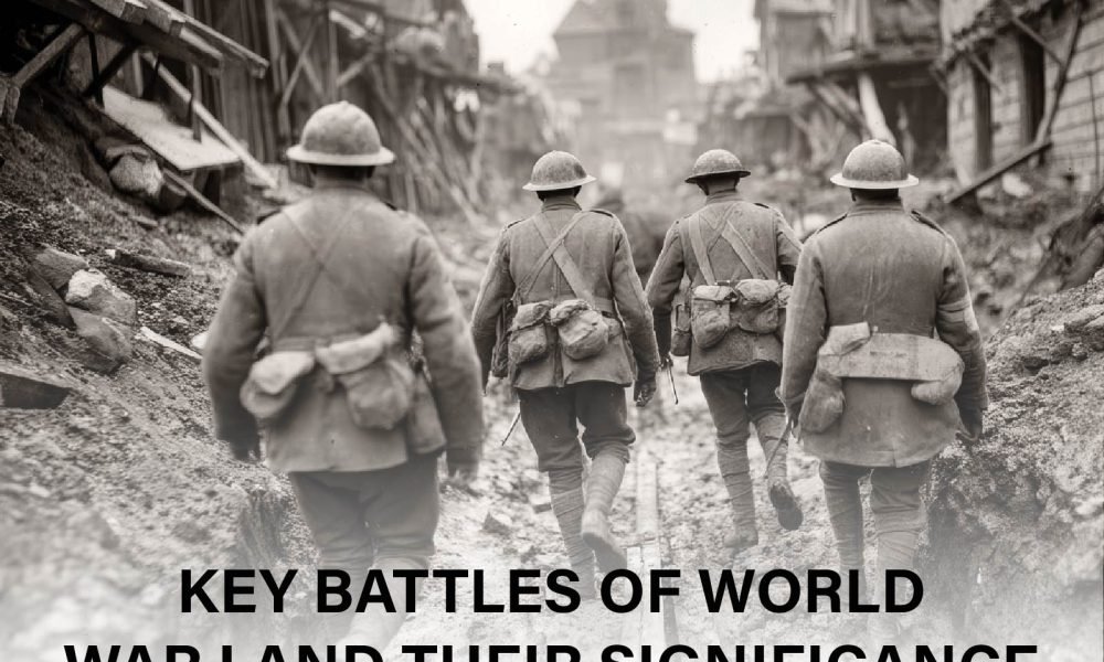Soldiers in World War I battlefield highlighting major battles and turning points that shaped the Great War