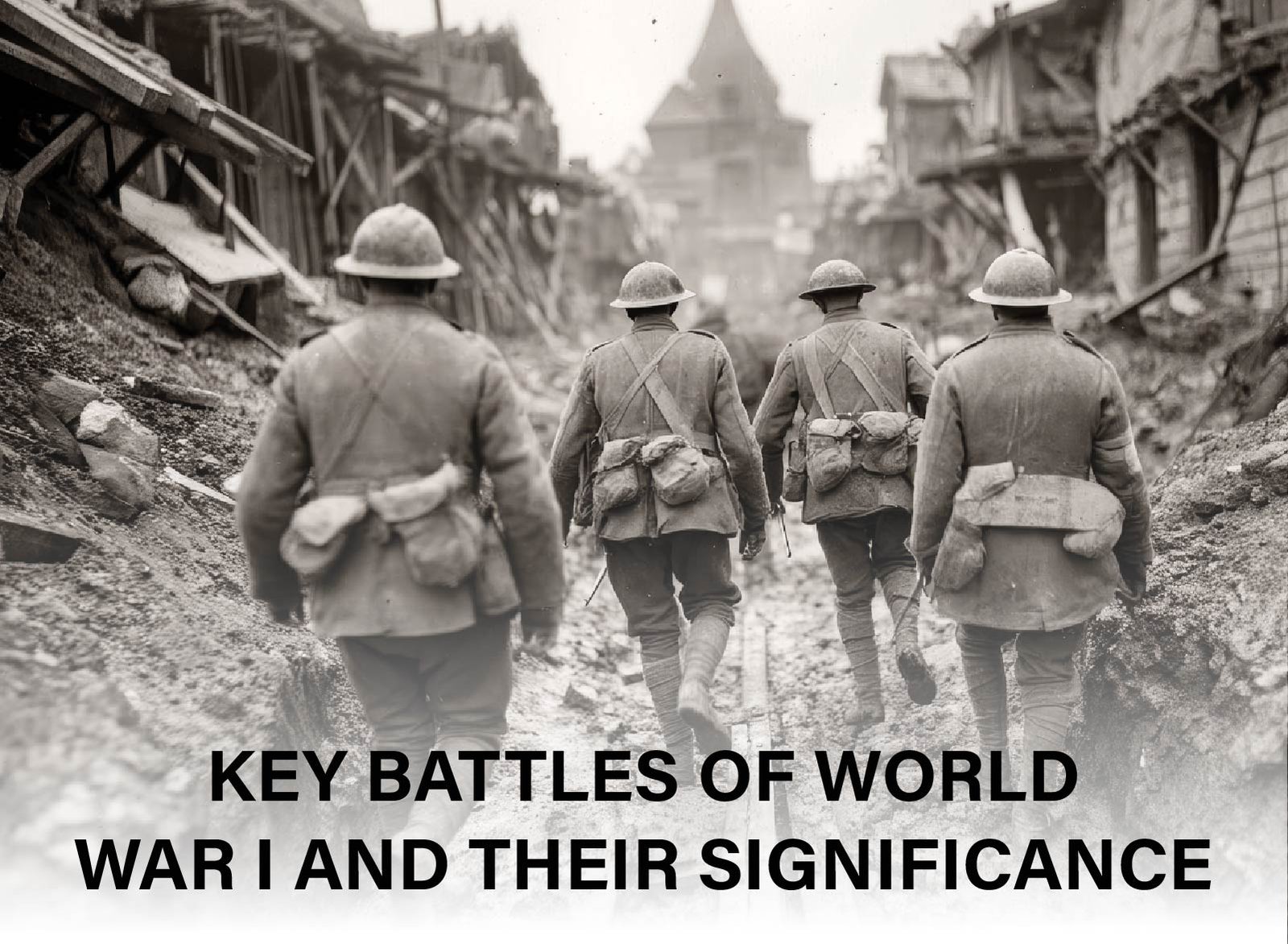 Soldiers in World War I battlefield highlighting major battles and turning points that shaped the Great War